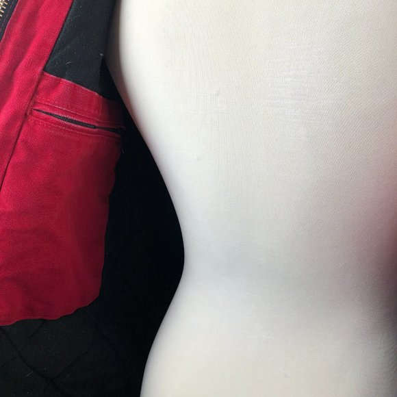 Carhartt USA Made J140 Quilt Lined Duck Canvas Hooded Jacket Red Men's Medium - Picture 6 of 12